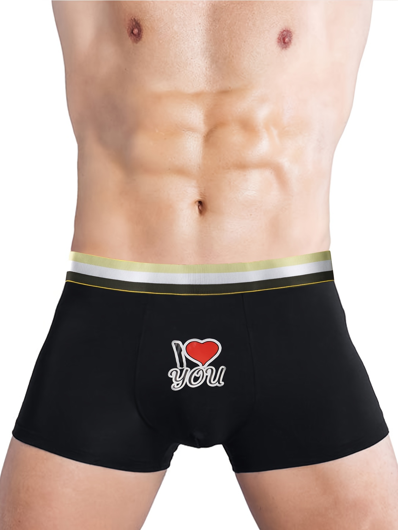 Sexy Men's Love Heart Lip Print Silk Satin Boxers Shorts Lounge Trunks  Underwear