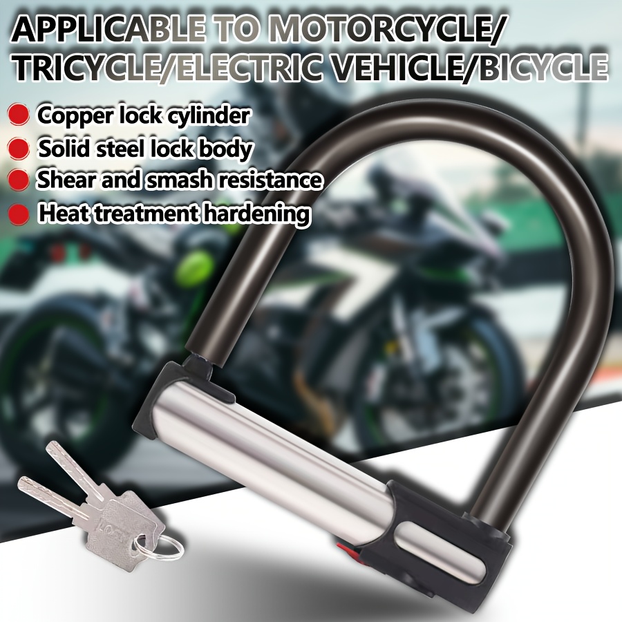 TEMU Lucchetto Antifurto a Forma di U, - Metallo Durevole, Resistente a Leva e Taglio, per Porte in Vetro, Porte in Legno, Biciclette, Moto e ,