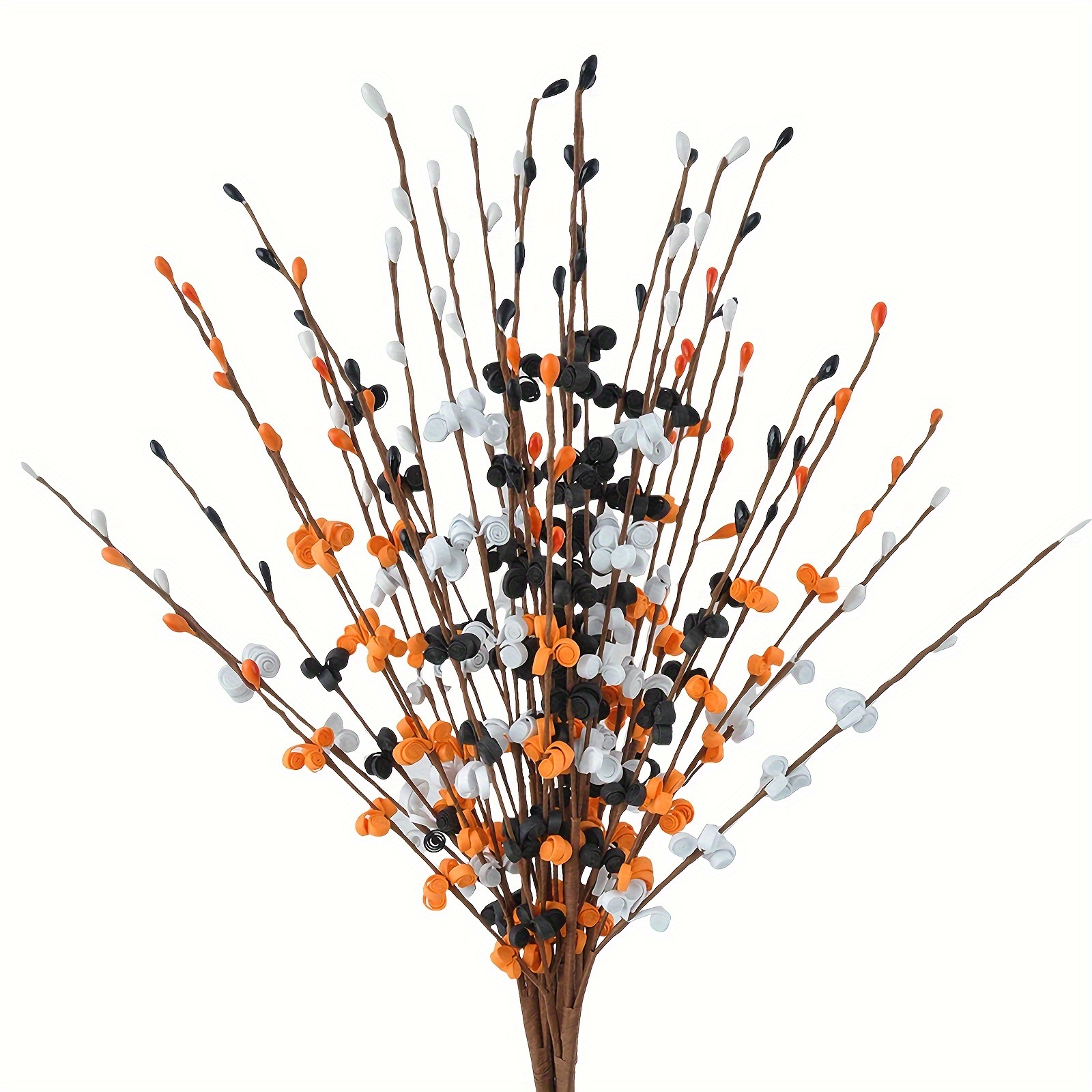 

6-piece 17.32" Artificial Jasmine Stems - Black, Orange & White Halloween Decor For Home Centerpieces