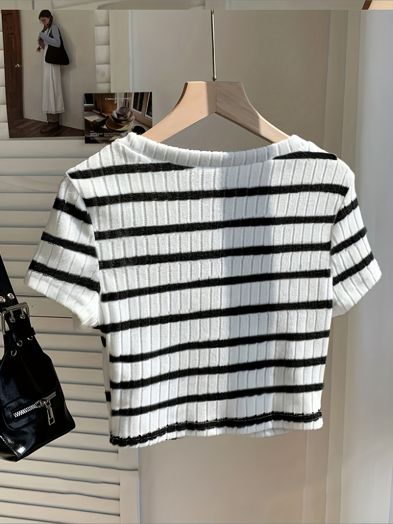 y30 womens high striped ribbed crop top black Temu Philippines