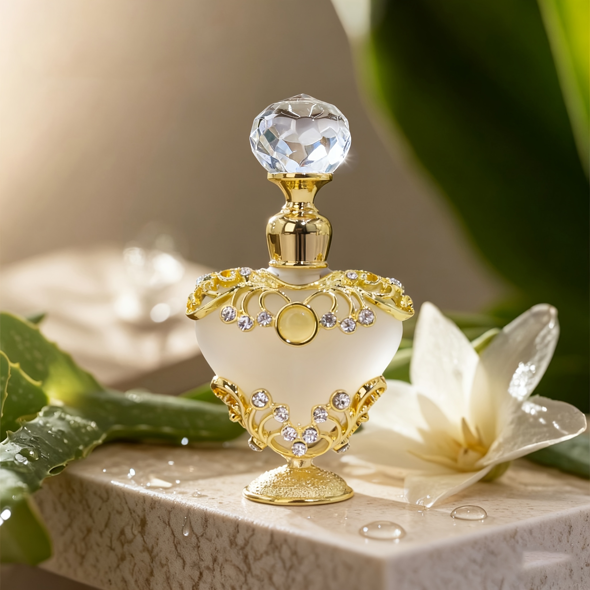 TEMU 5ml Msgin Vintage Rhinestone-encrusted Peach Heart Perfume Bottle - Refillable Travel-sized Essential Oil Dispenser With Gemstone Cap, Empty