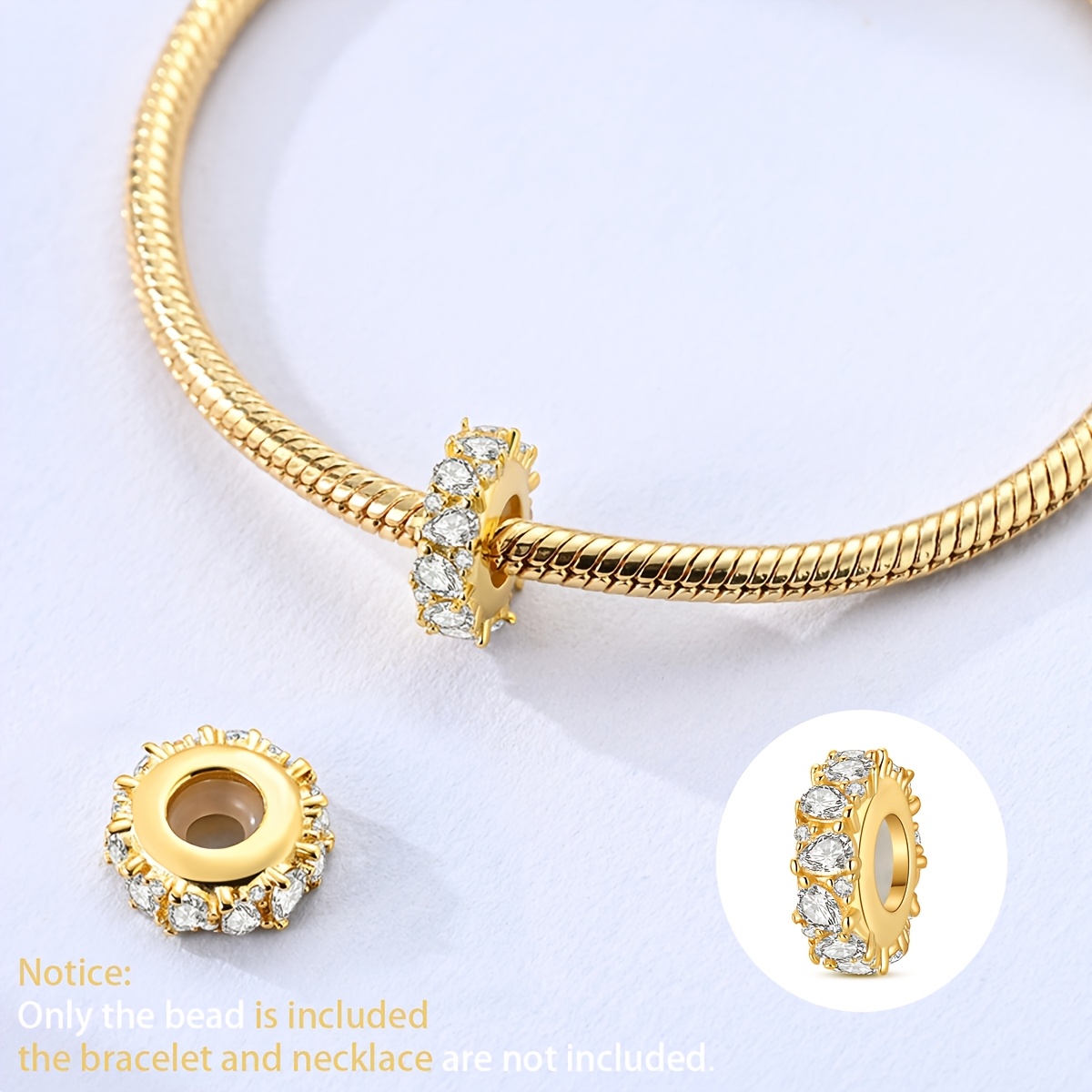 TEMU 1pc 18k Golden Plated Beads Charms For 3mm Bracelet Necklace Keychain Bangle Diy Jewellery Making Beads Pendant Elgant For Women Ideal For Gifts