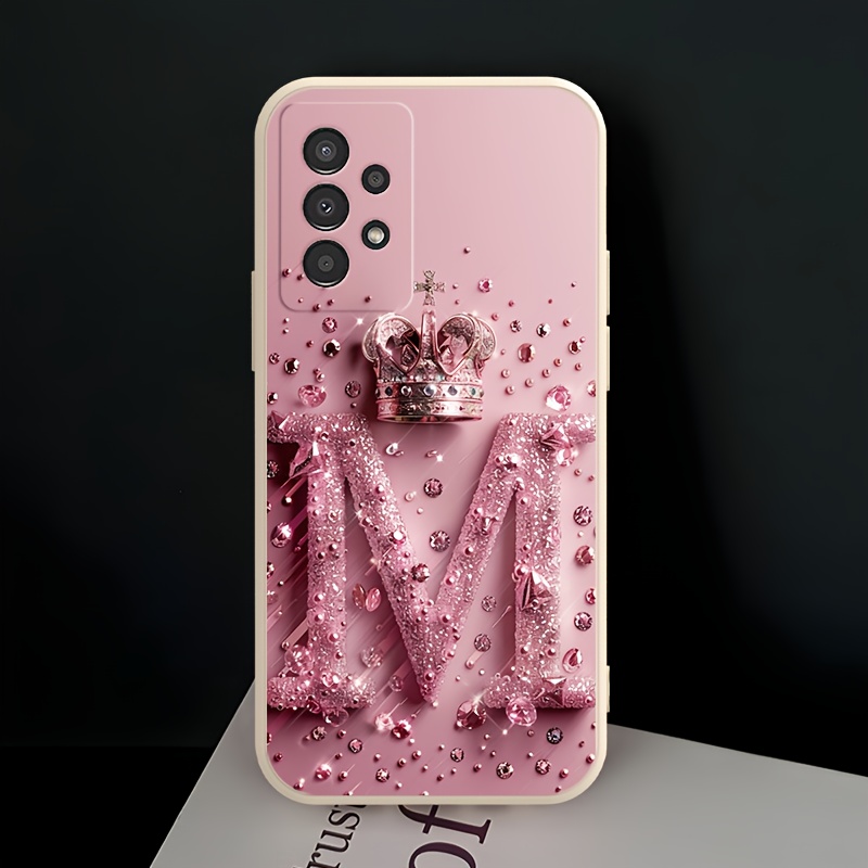 TEMU Phone Case - Glitter Letter M Small Crown Luxury Printed Phone Case For For Galaxy A04 A04s A05 A05s A06 A13 A14 A15 A16 A22 A23 A24 A25 A32 A33
