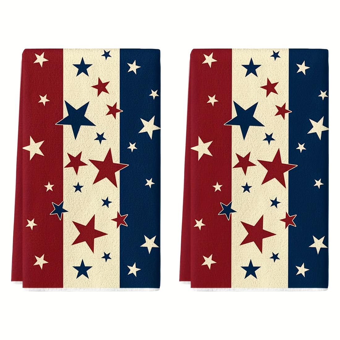 TEMU 2pcs American Flag Kitchen Towels - 16x24 Inch, Patriotic Dish Towels With Stars And , Soft Polyester Hand Towels For Summer Decor, Summer