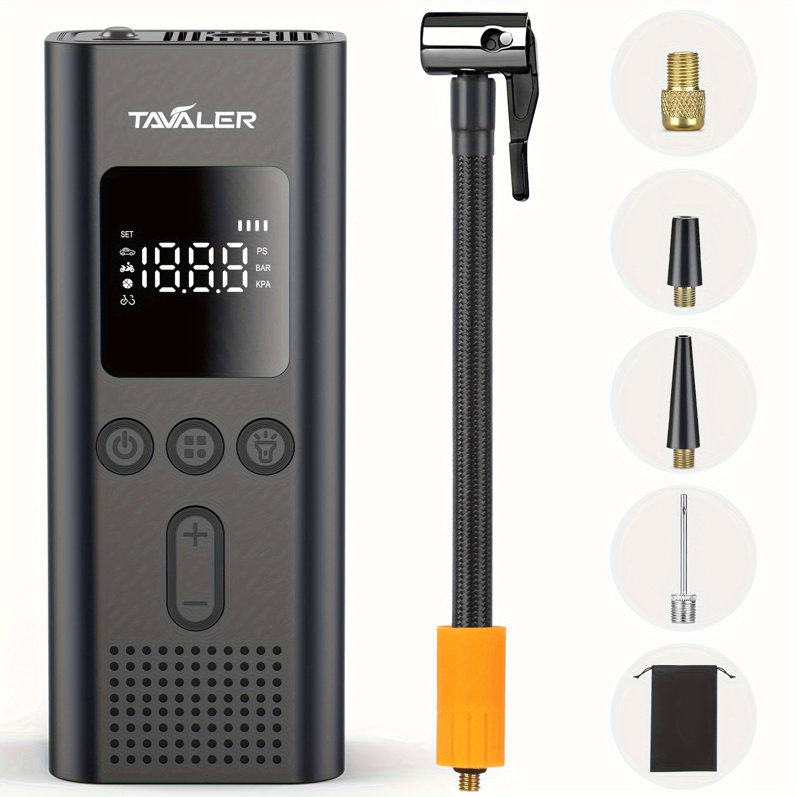 E-shop Elektrische Luftpumpe für Fahrräder von Tavaler, Tragbare Batterie-Luftpumpe bis zu 150 PSI für Fahrrad/Auto, Wiederaufladbare