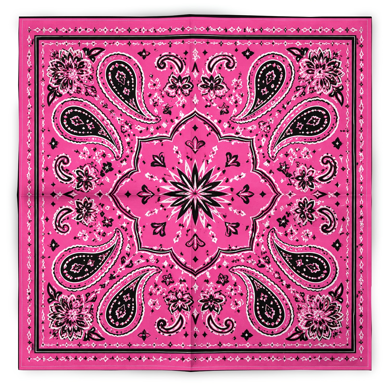 TEMU 1pc Foulard carré magenta rétro à imprimé 2D, foulard et tendance hip-hop, foulard de mode et couvre-épaules, mouchoir de 'extérieur, masque