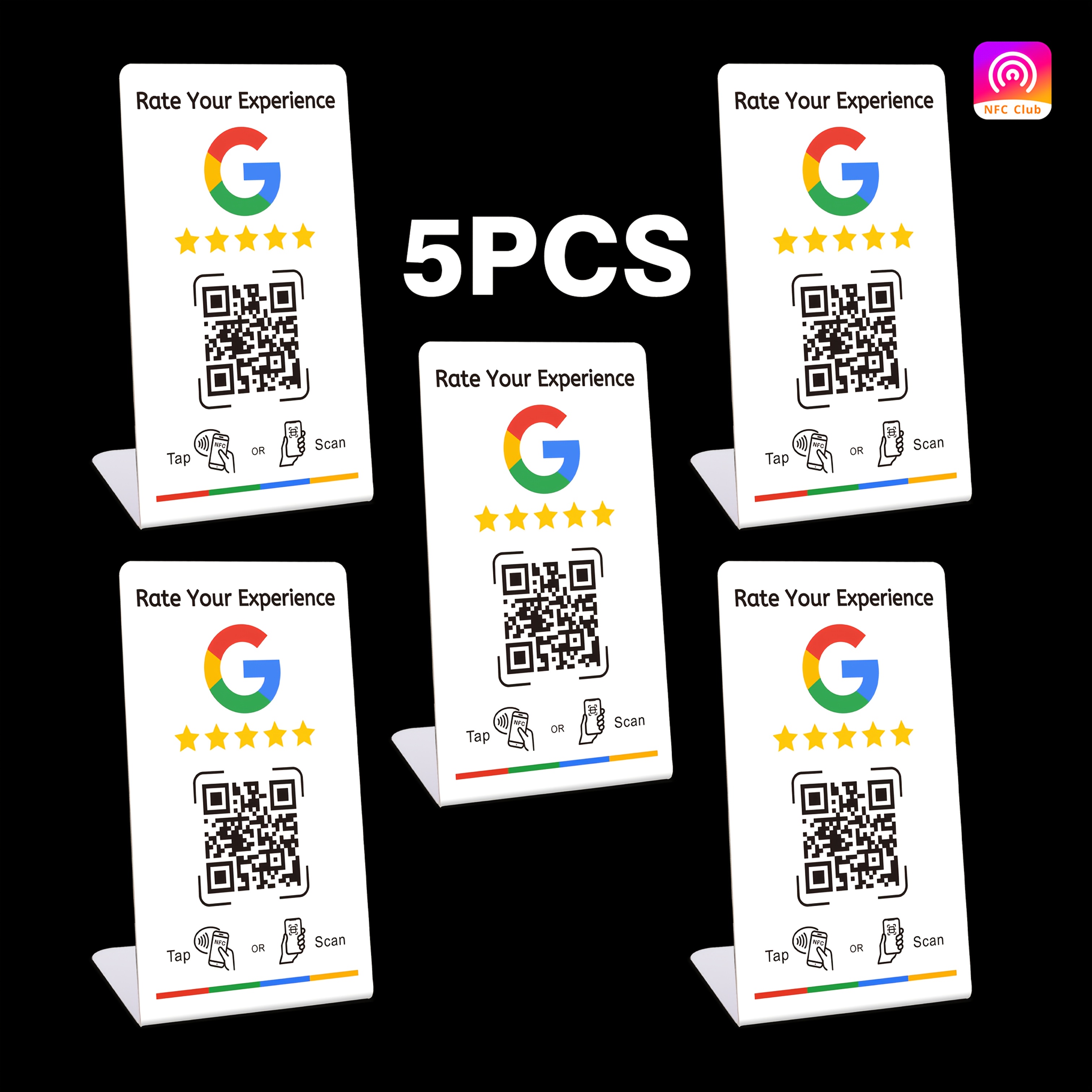 item picture review stand nfc review card supports nfc tap and   review links no monthly fee suitable for restaurants stores offices durable pvc material   minimalist style stable display base    