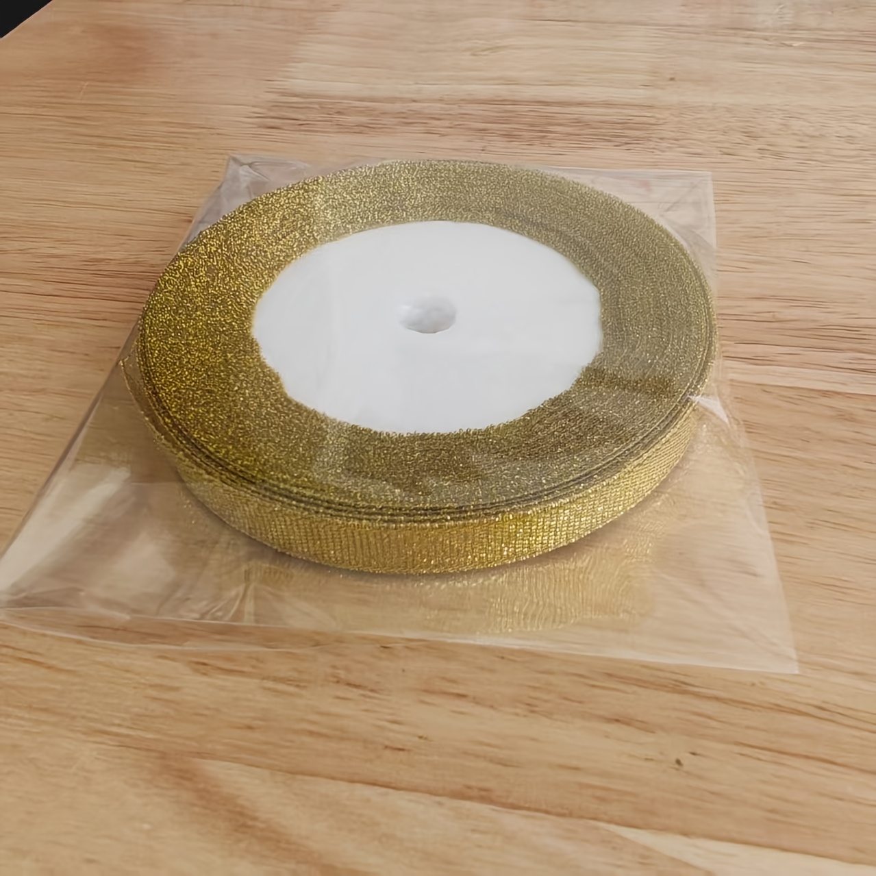 TEMU 1 Rouleau (22,8 ) de Ruban en à Paillettes Dorées pour Emballage Cadeaux de Noël, Mariage, Anniversaire, Ruban Fil métallique Rétro Doré Fin et