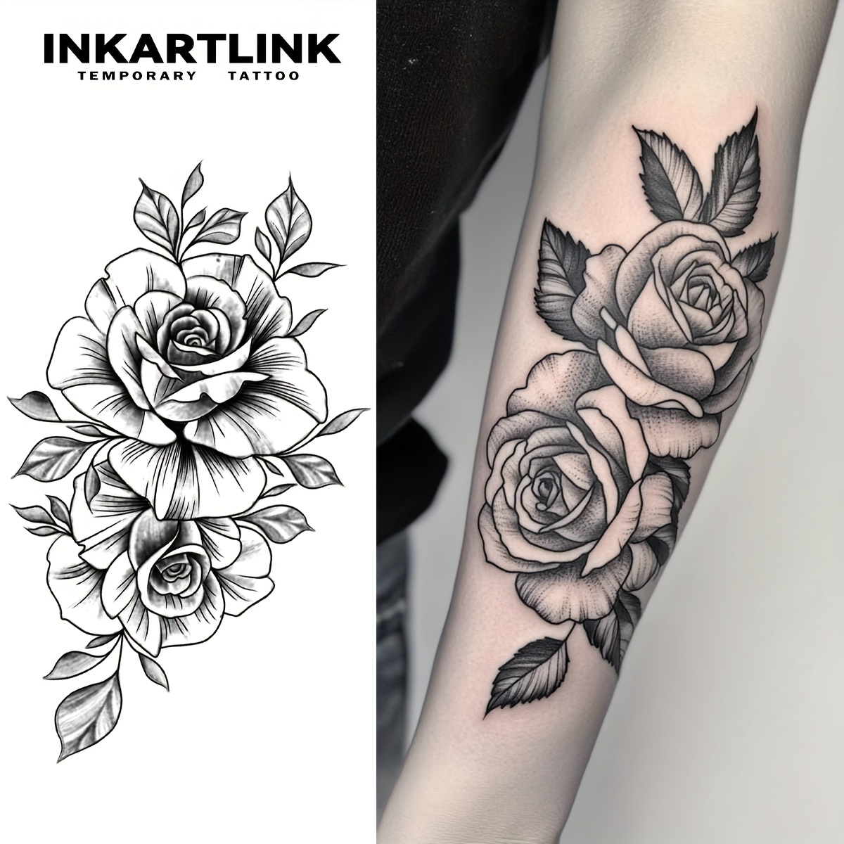 5 Rosen Tattoo Aufkleber Blau – Temporäre Haut-Tattoos, Wasserfest