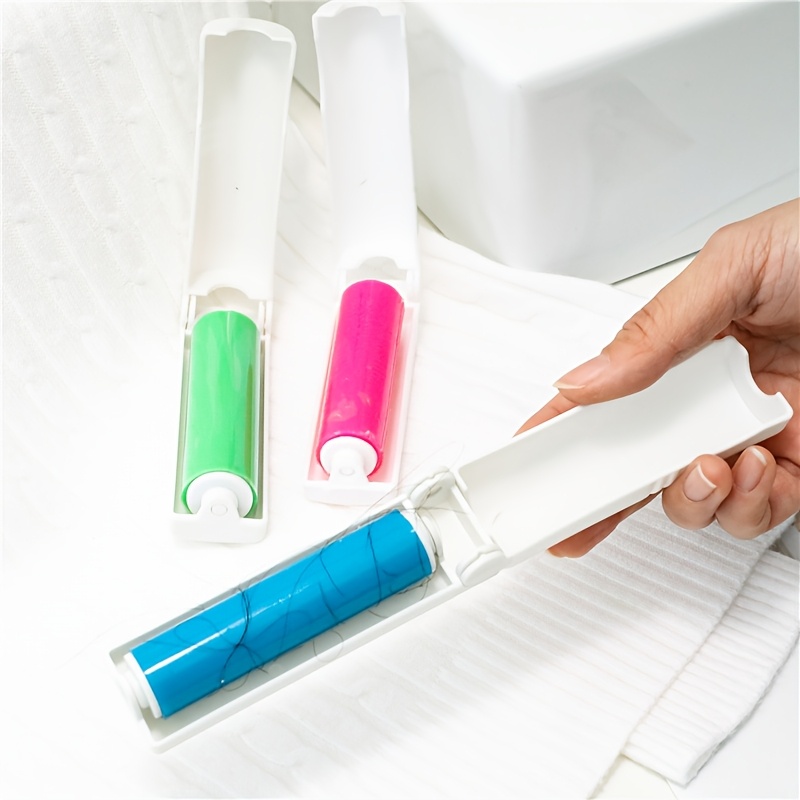 TEMU 4pcs Portable Lint Roller For Pet Hair Removal - Washable, Foldable Design With 2 Refill Cores - Ideal For Clothes, Carpets & Upholstery, Hair