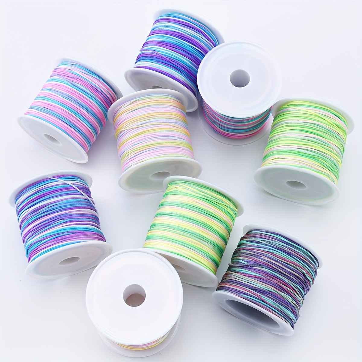 

1 Pc 0.8cm Colorful Gradient Segment Nylon Thread, Jewelry Braided Rope, Suitable For Jewelry Bracelet Necklace Making (about 50m/1968.5inch)