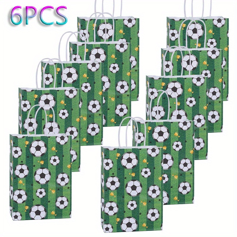 Image of Gift For Her/him 6pcs Soccer-themed Party Bags, Football Gift Bags, Soccer Party Supplies, Tote Bags