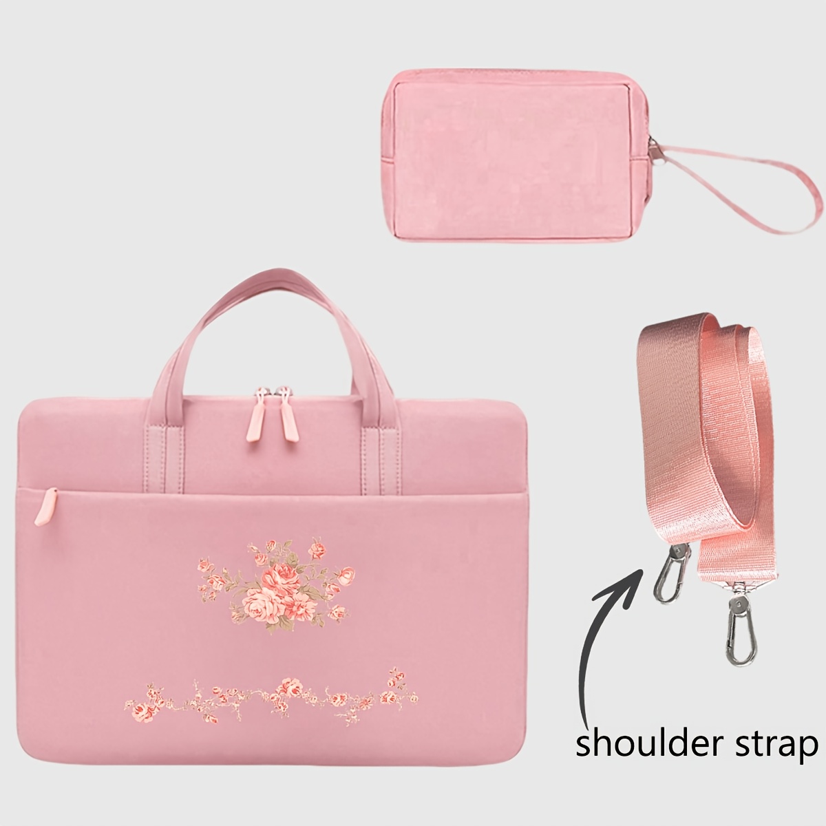 TEMU 3pcs Custom Set, Including A Laptop Bag And Clutch With Adjustable Shoulder Strap, Customization. Lightweight Laptop Bag With Large Capacity