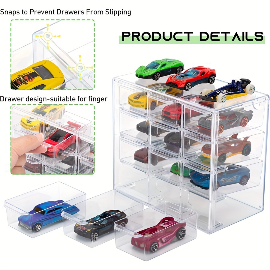 Contemporary 4tier Toy Car Storage Case For Collectors, Clear Plastic