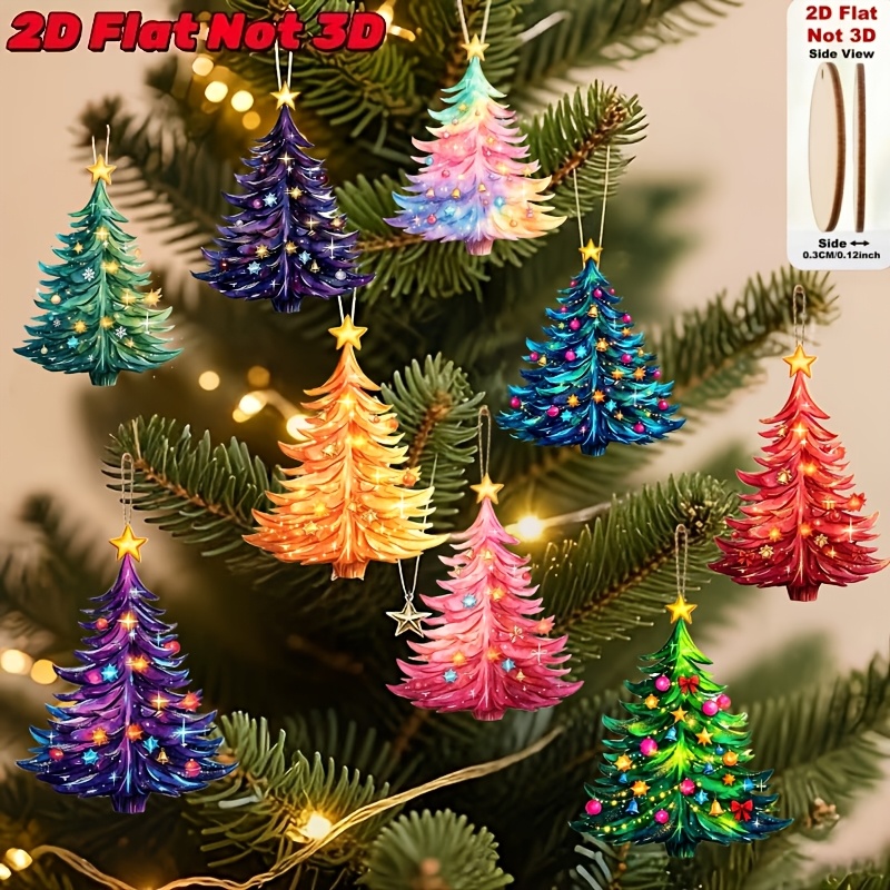 TEMU Plat 2D, [Plat 2D] Lot de 10 pièces d'ornements suspendus brillants pour sapin de Noël, Ensemble de décorations suspendues de Noël, Ornements