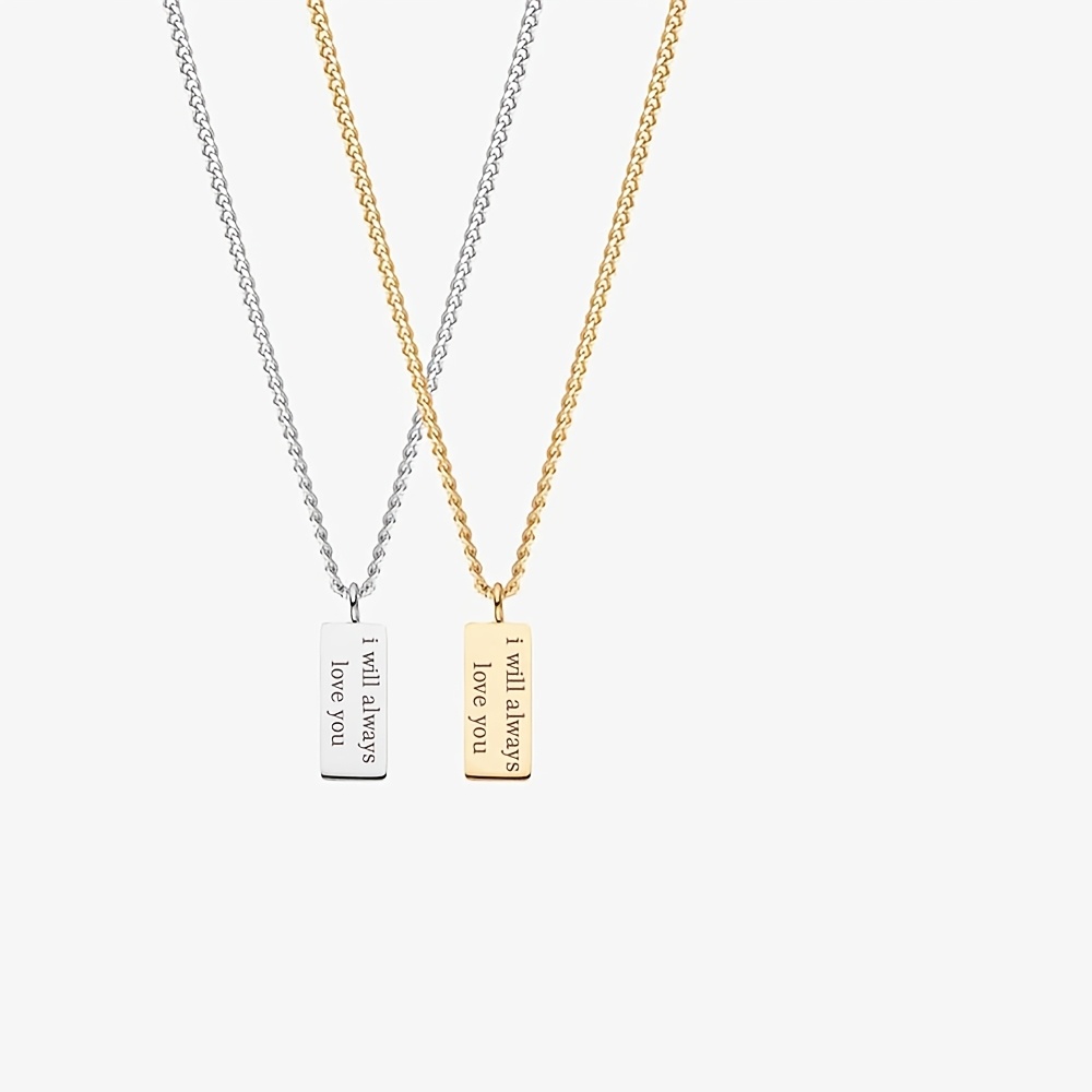 Custom Rectangular Pendant Necklace, Personalized Gift