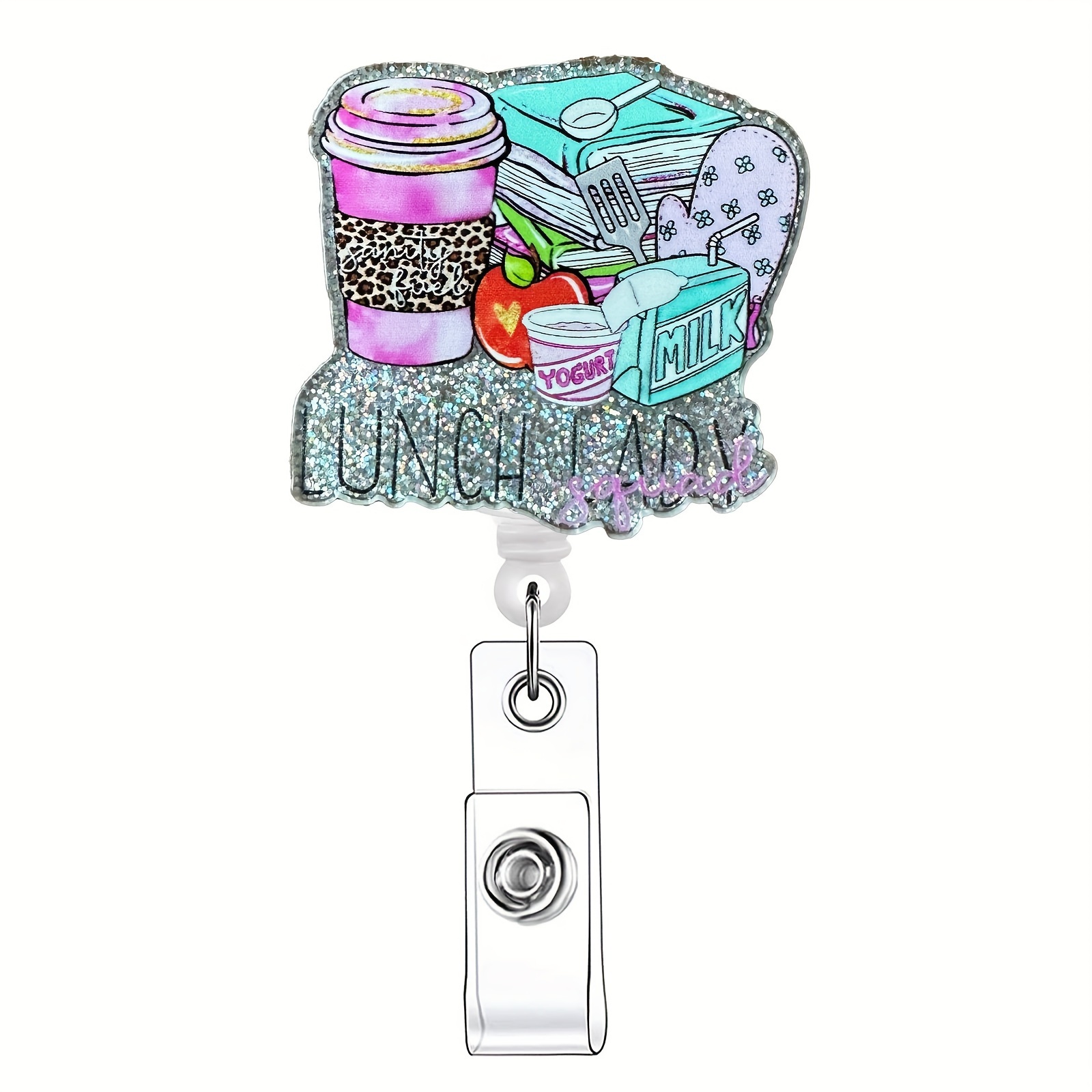 

1pc Acrylic Retractable Badge Reel With Design, Funny Id Badge Holder With Clip For Nurses, Doctors, Students, Office Workers