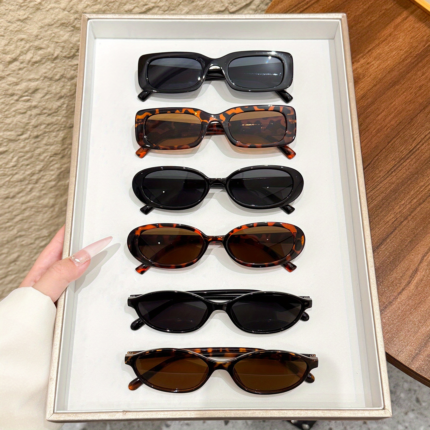 6pcs Ladies Sunglasses Set And Oval Small Black And Tortoiseshell Print Collision Casual Fashion Sense Daily Wear Party Beach Travel Essential Fashion Additions