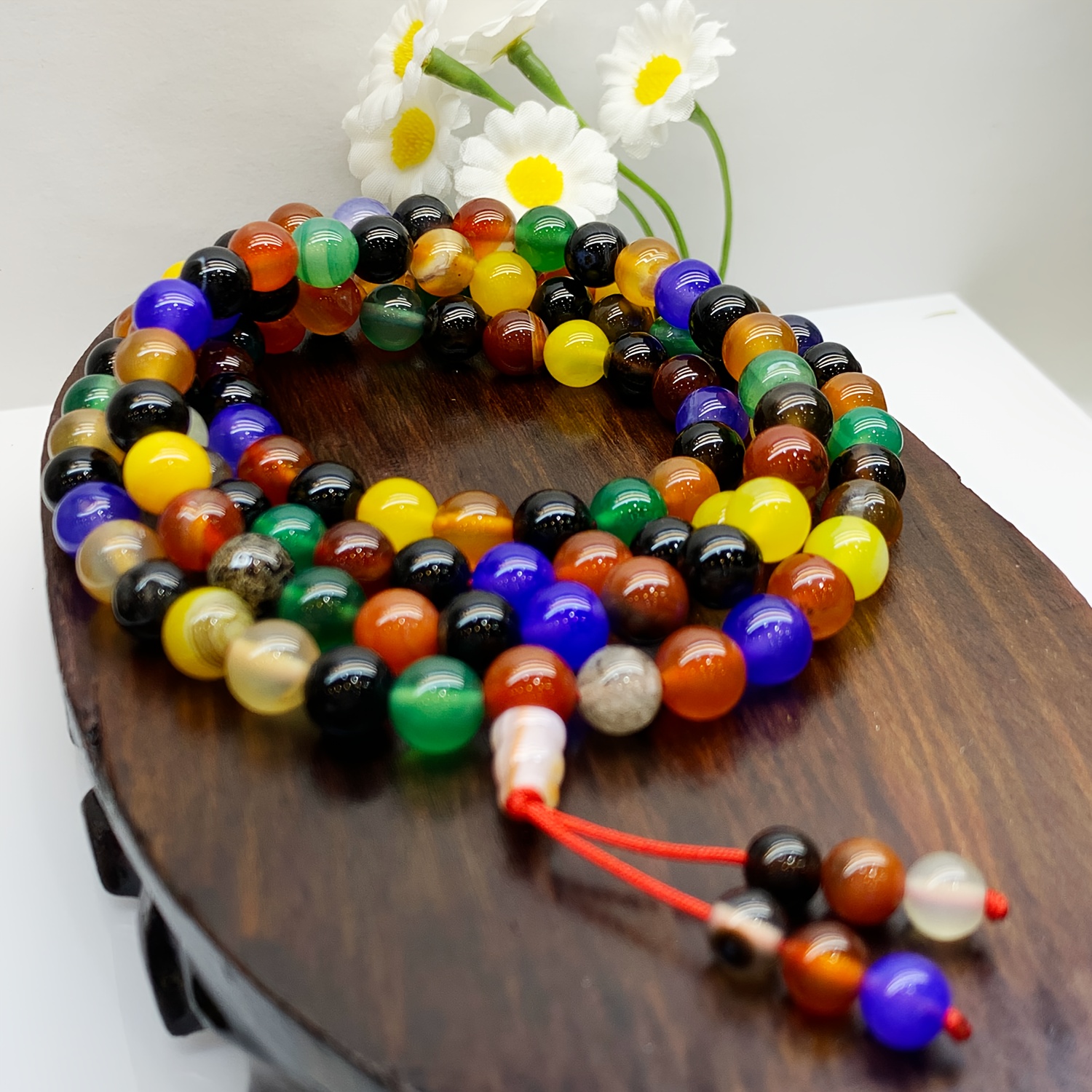 108pcs 8mm Agate Bead Bracelet Multicolor October Birthstone Gemstone Jewelry