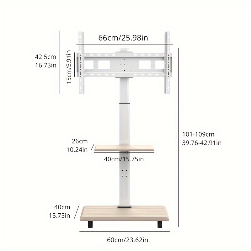 מעמד טלוויזיה עץ מוצק ורסטילי עם מסגרת פלדת פחמן - סיבוב אופקי ואנכי, עיצוב עגלה ניידת לשידור חי ותיאטרון ביתי 3