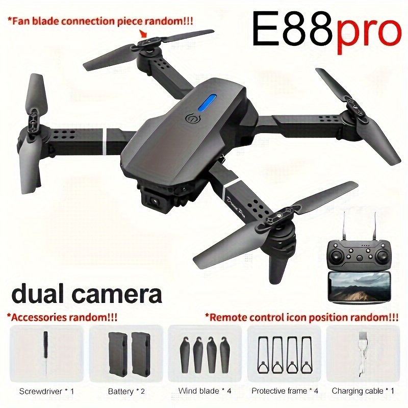 TEMU E88pro Drone With Dual Cameras , Remote Control Remote Control Drone, One-button And Landing Drone Toys For Beginners Indoor And Outdoor Drone,