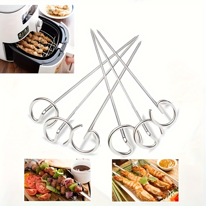 10 pcs air fryer stand up skewers food grade stainless steel thick bbq kebab sticks for air fryer and oven details 4