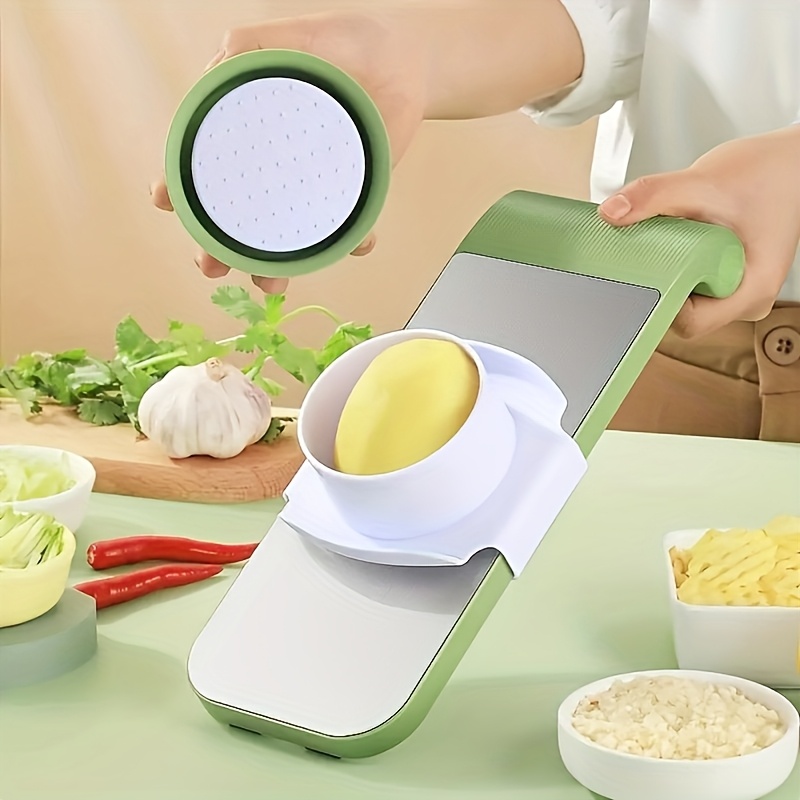 7pcs stainless steel multi function vegetable slicer and grater set with interchangeable blades manual kitchen gadget tool kit for potato carrot cucumber     Product details 2