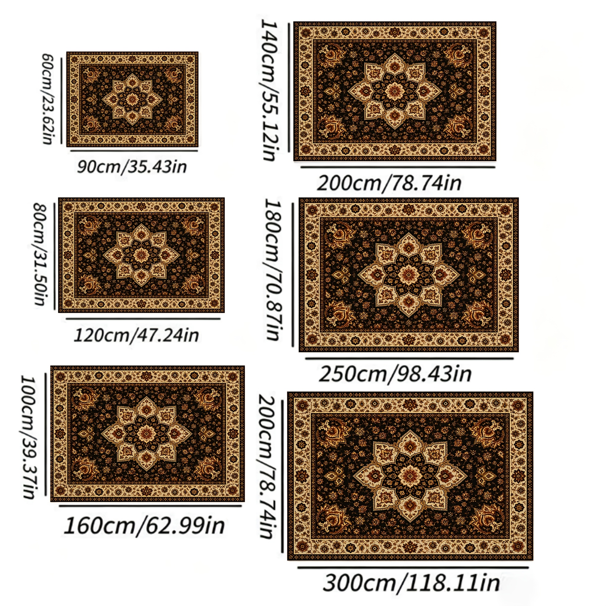 TEMU Vintage Floral Geometric Living Room Mat, Home Decor, Outdoor Patio Mat, Rustic Farmhouse Style