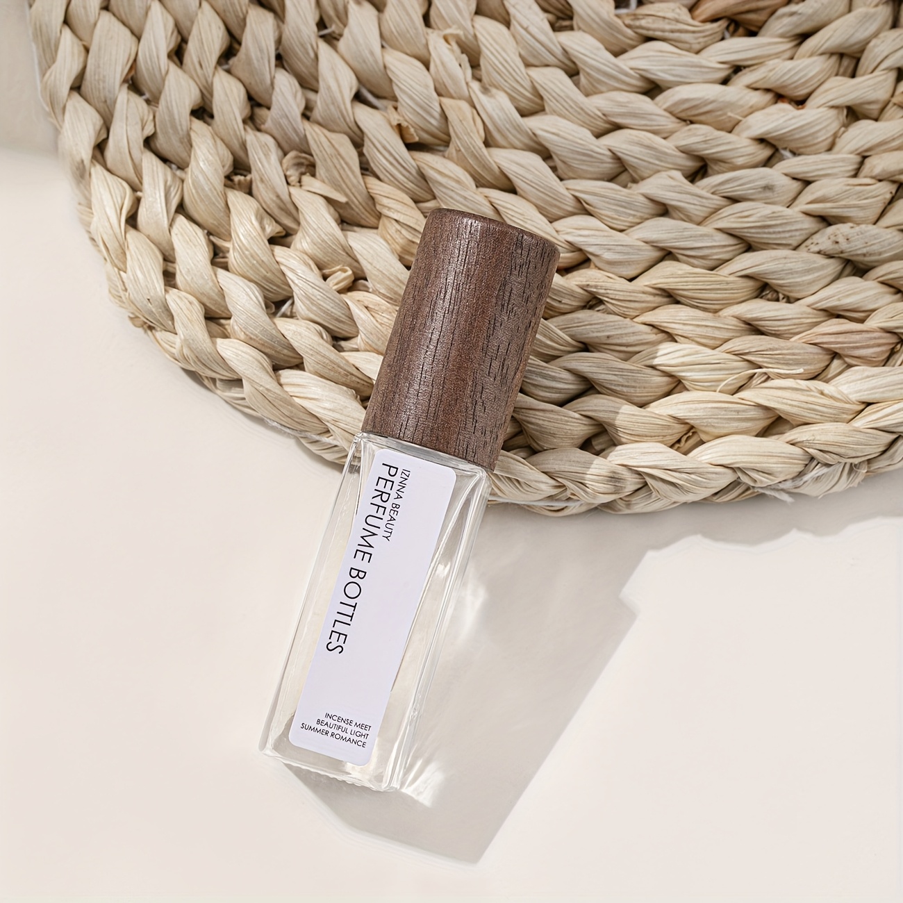 TEMU 1pc, 5ml/10ml Bouteille de Distribution en Verre avec Capuchon à Grain de Bois Avancé, Bouteille Vide, Convient pour la Distribution de Parfum,