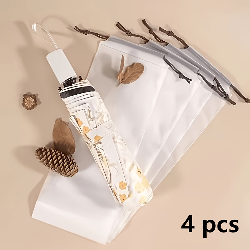 TEMU 4 pezzi Sacchetti Ombrello Trasparenti Opachi - Materiale EVA Resistente, Riutilizzabili con Chiusura a Coulisse, Ideali per la Conservazione e