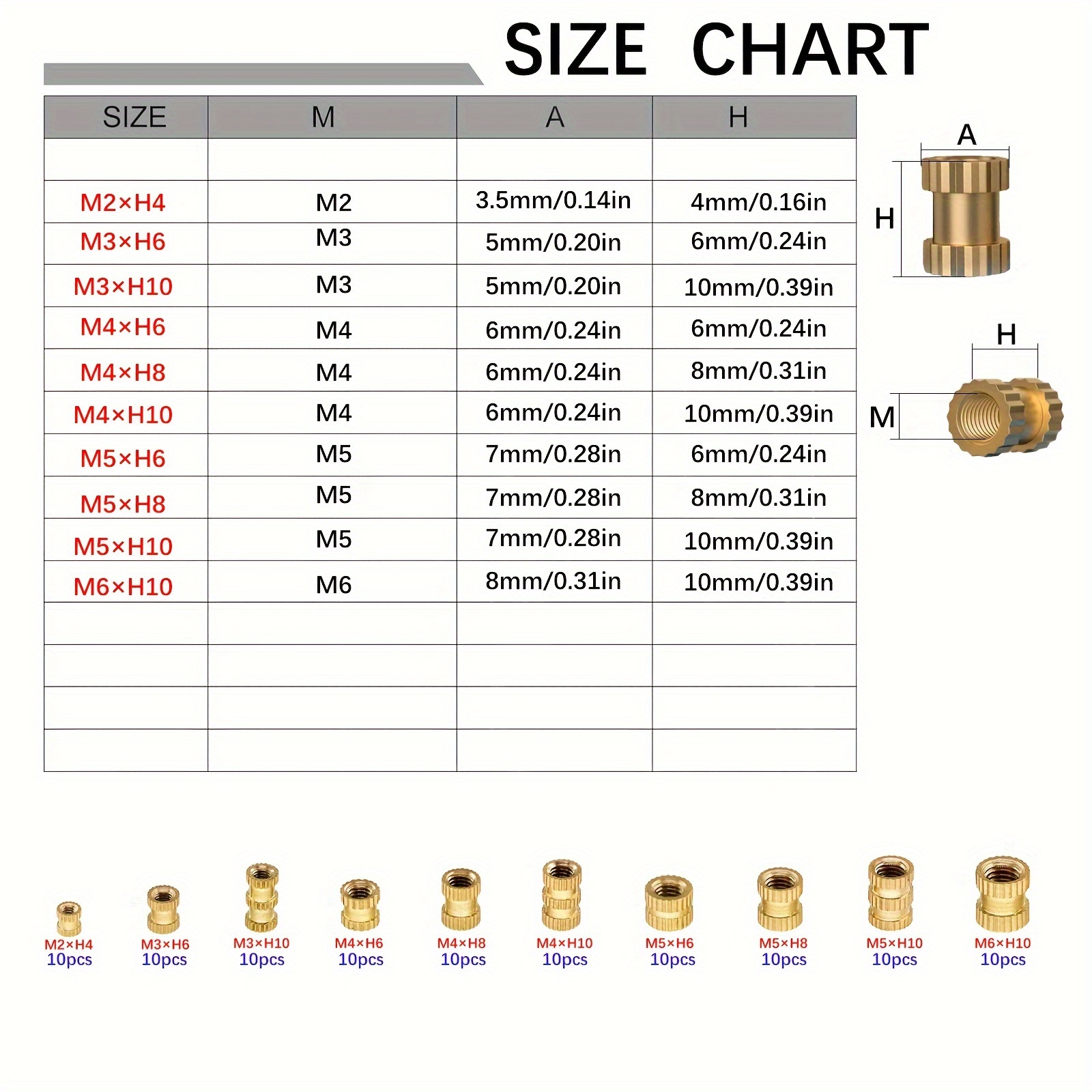 INSERTI FILETTATI EFFICIENTI Per Parti In Plastica M2 M2 5 M3 M4 M5 M6 - 7