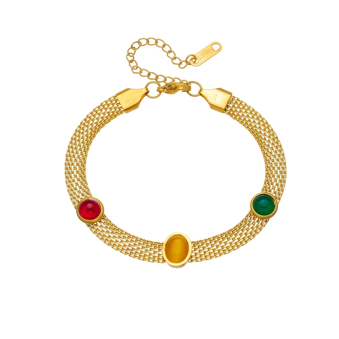 Vintage Mesh Chain Oval Geometric Stainless Steel Bracelet
