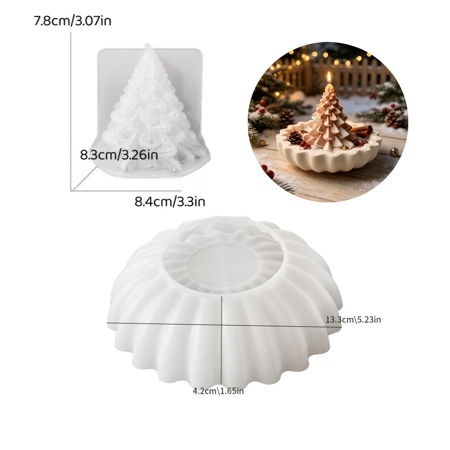 TEMU Clay Silicone Mold, 2pcs Christmas Wave Storage Bowl And Christmas Tree Candle Set Decoration Mold, Suitable For Making Epoxy Plaster Candle