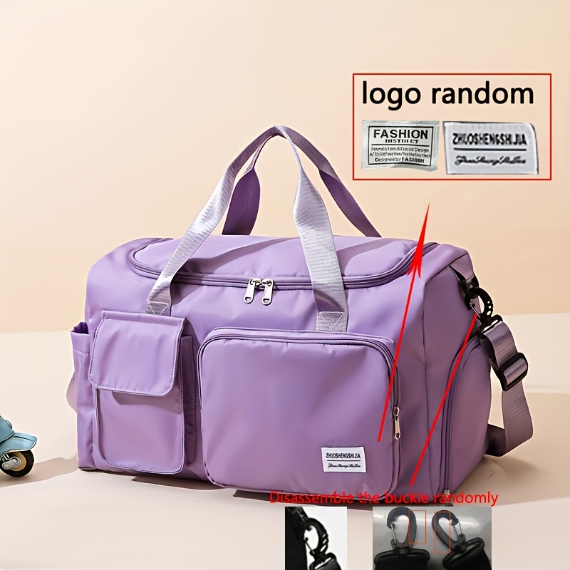 TEMU Sac de sport, de voyage et de fitness pour femmes, sac à main longue distance avec grande , bagage de rangement léger pour d', logo aléatoire et
