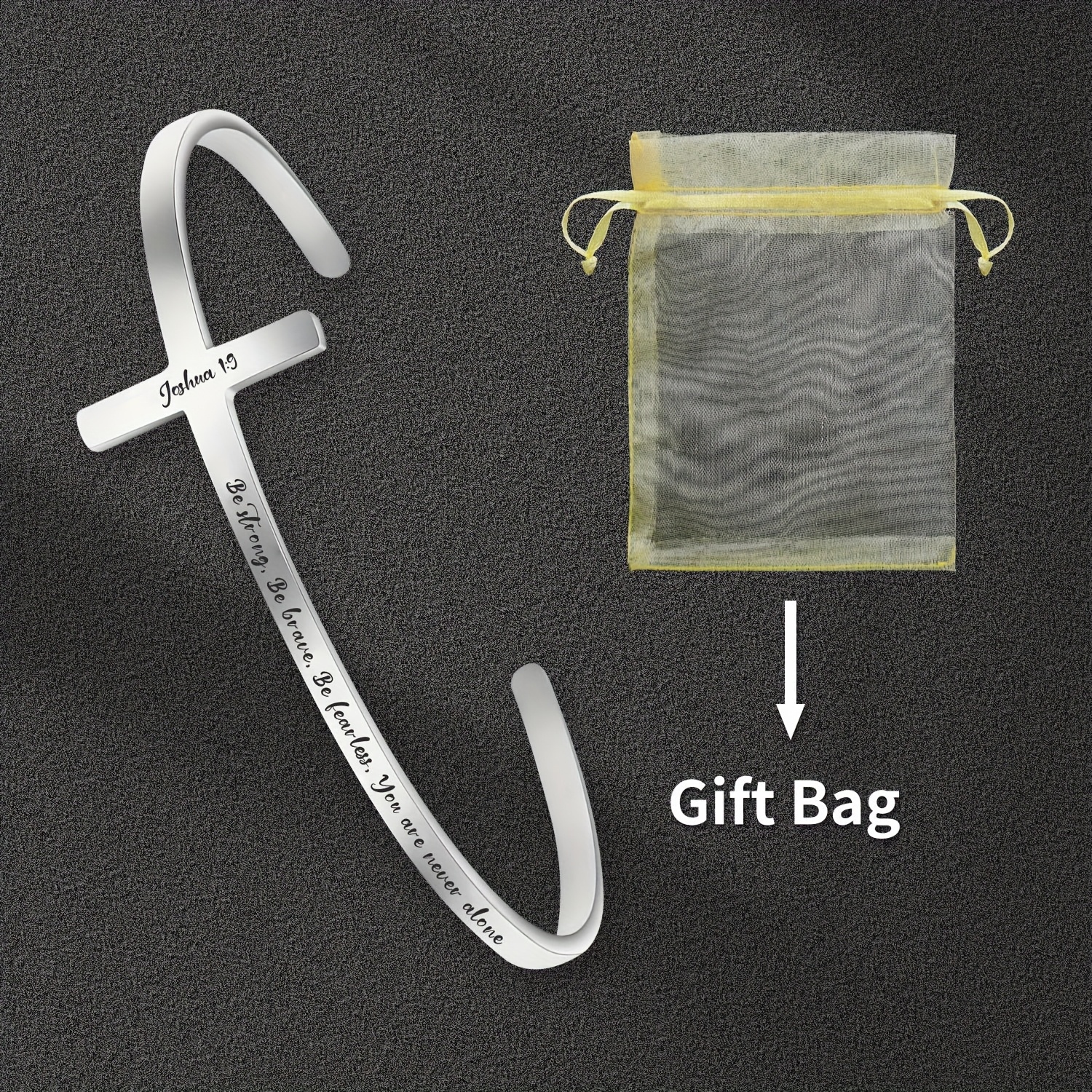 TEMU 1 braccialetto in acciaio inossidabile con ciondolo a forma di sacchetto regalo per San, , , come regalo per donne, braccialetti a croce per ,
