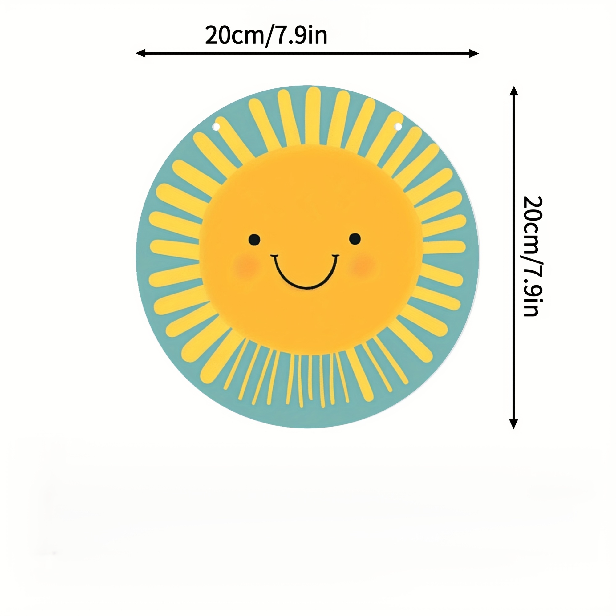 E-shop 2D Flat - Ein dekoratives Holzschild mit einem lächelnden Sonnenmotiv in 2D, geeignet für Innen- und Außendekoration, Gartendekoration,