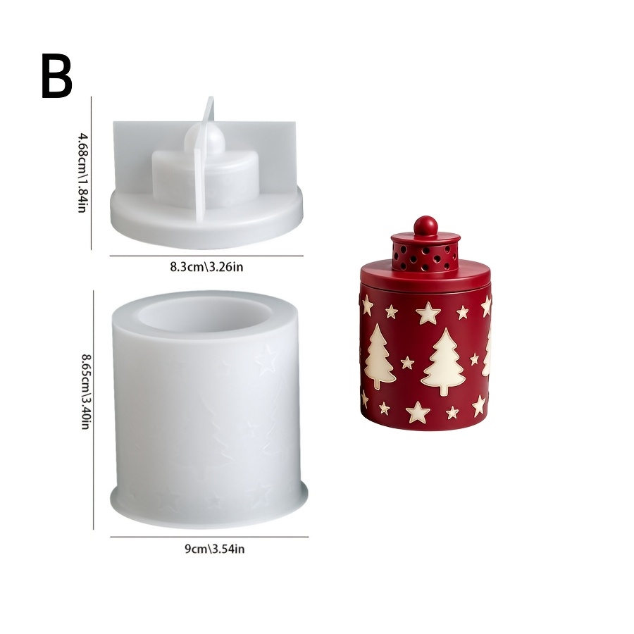 TEMU Lot de 2 moules à pâte à modeler DIY disponibles en ensembles de 2 pièces au choix pour boîtes aromathérapie cylindriques en de Noël. Le lot de