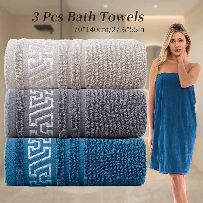 3pcs Soft Cotton Bath Towels, 70.1x140.1cm, Quick-dry & Absorbent, 400gsm, Striped Design In Multiple Colors, Perfect For Home, Hotel, And Spa Use
