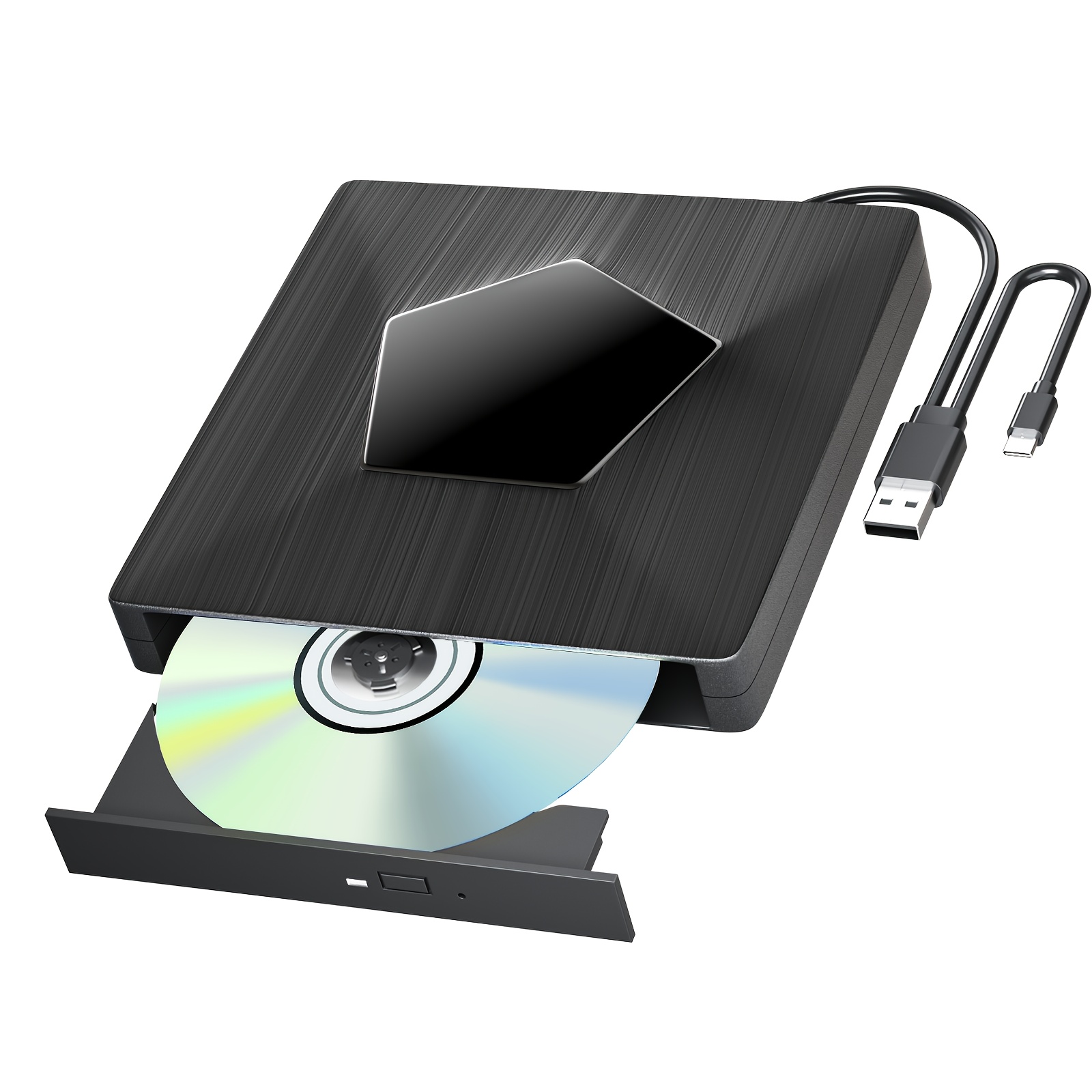 TEMU Portable Combo External Dvd Drive: Dual-port Usb 3.0 & Type-, Easy To Carry, Compatible With To 11 And Pcs And