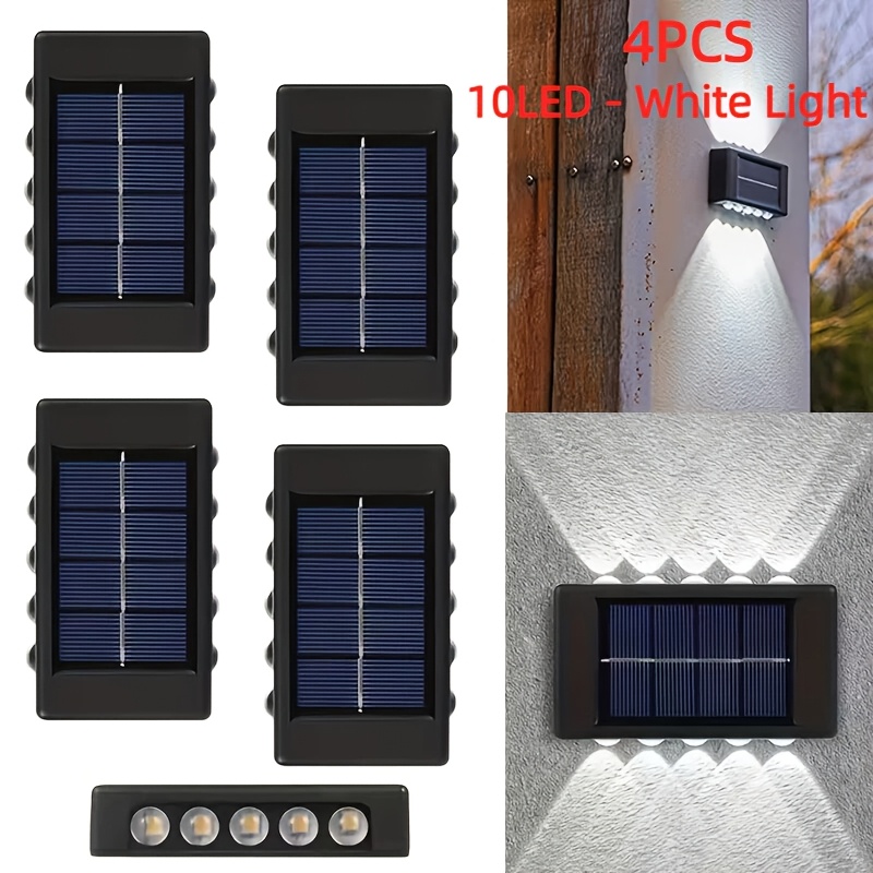 4pcs 10led solar exterior wall light outdoor garden fence decorative light for   landscaping  way walkway ambient lighting   your courtyard garage balcony garden  