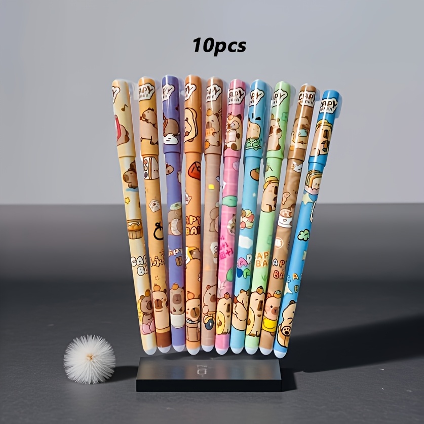 Box Of 10 Capybara Pattern Colored Gel Pens, Colorful Gel Pens, Quick-dry Highlighters, Fine Writing Tools For Office And Study, Office Supplies, School Supplies, Christmas Gift, Back-to-