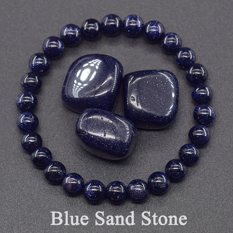 

Blue Sandstone Stretch Bracelet - Natural Stone, Fade-resistant, Fashionable & Jewelry For Casual Attire - Perfect Gift For Boyfriend Or Brother