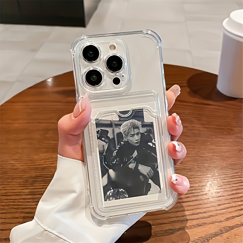 Za iPhone 17 16 15 14 13 12 11 Pro Max 14 15 16Plus 13 12mini XSMax XR X XS 7 8Plus č prozorna torbica s kartičnim režo, štirikotna zaščit