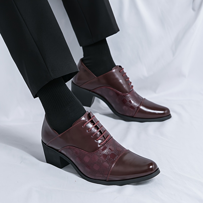 

Men's Vintage Low Heel Cap Toe Oxford Shoes, Comfy Non Slip Durable Lace Up Rubber Sole Formal Shoes, Men's Footwear