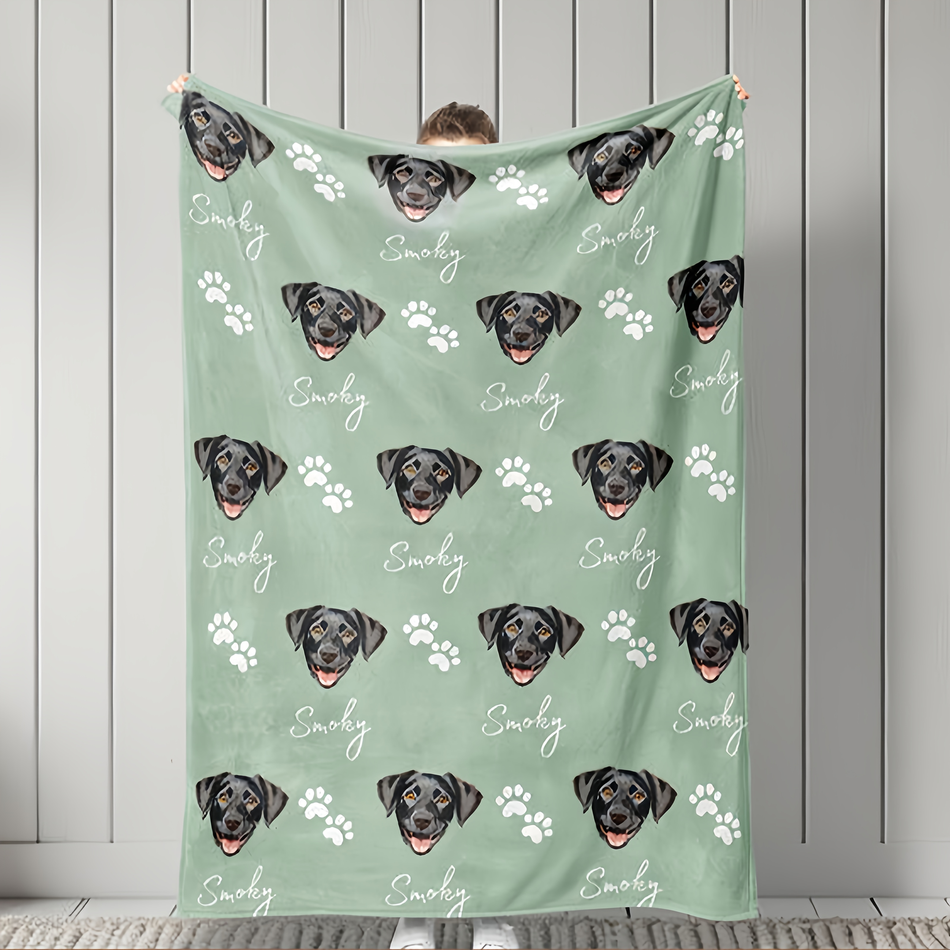 TEMU 1pc Custom Pet Photo Blanket With Name, Personalized Pet Photo And Name Soft Warm Flannel Blanket, Custom Dog Blanket, Personalized Cat Picture