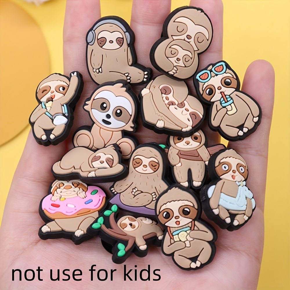 

10pcs Sloth Shoe Charms, Cute Cartoon Bear Plastic Accessories, Diy Bracelet Wristband Decor, Party Favors And Gifts For Adults