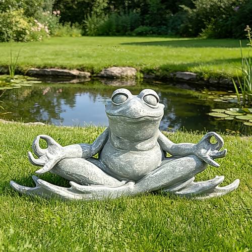 33.53cm Yoga Frog Statue, Stone-Look Garden Decor, Zen Frog Garden Statue, Easter Decor, Indoor Outdoor Home Patio Yard Art Decoration, Perfect Easter Mother'S Day Father'S Day Gift