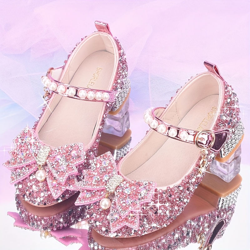 Image of Girl's Princess Shoes, Elegant Little Girl Crystal Flat Shoes, Flower Girl Dress Shoes, Children' Shoes