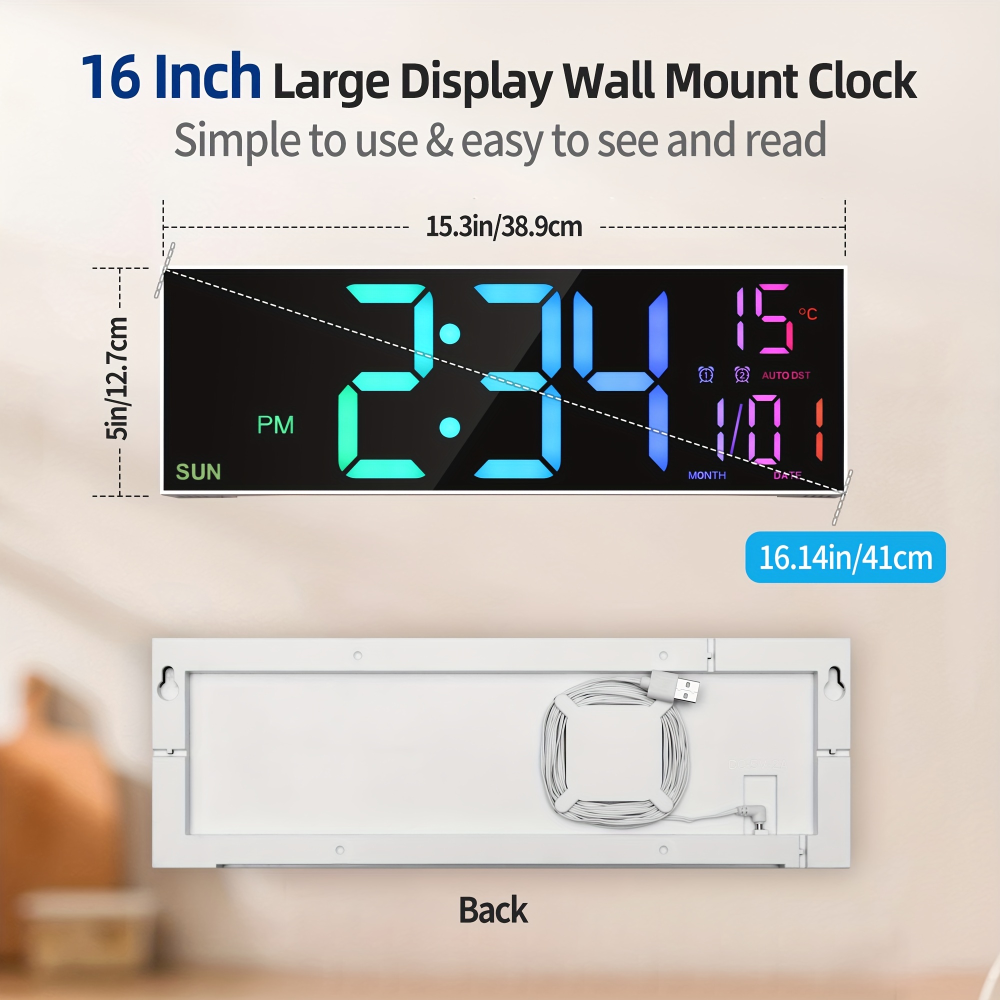 Digital Wall Clock with Remote Control