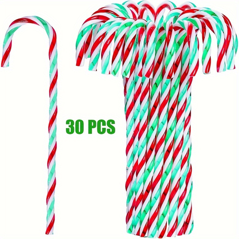 

30 Pcs Festive Plastic Candy Cane Christmas Tree Hanging Ornaments For Holiday Party Decoration - No Electricity Required